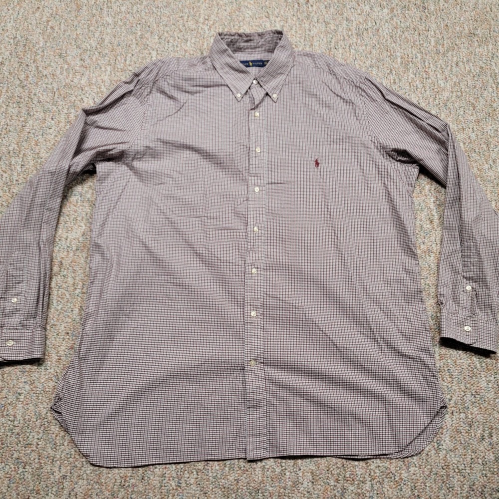 Ralph Lauren Shirt Mens 2XL Tall Multi Check Button Down Long Sleeve Pony Preppy